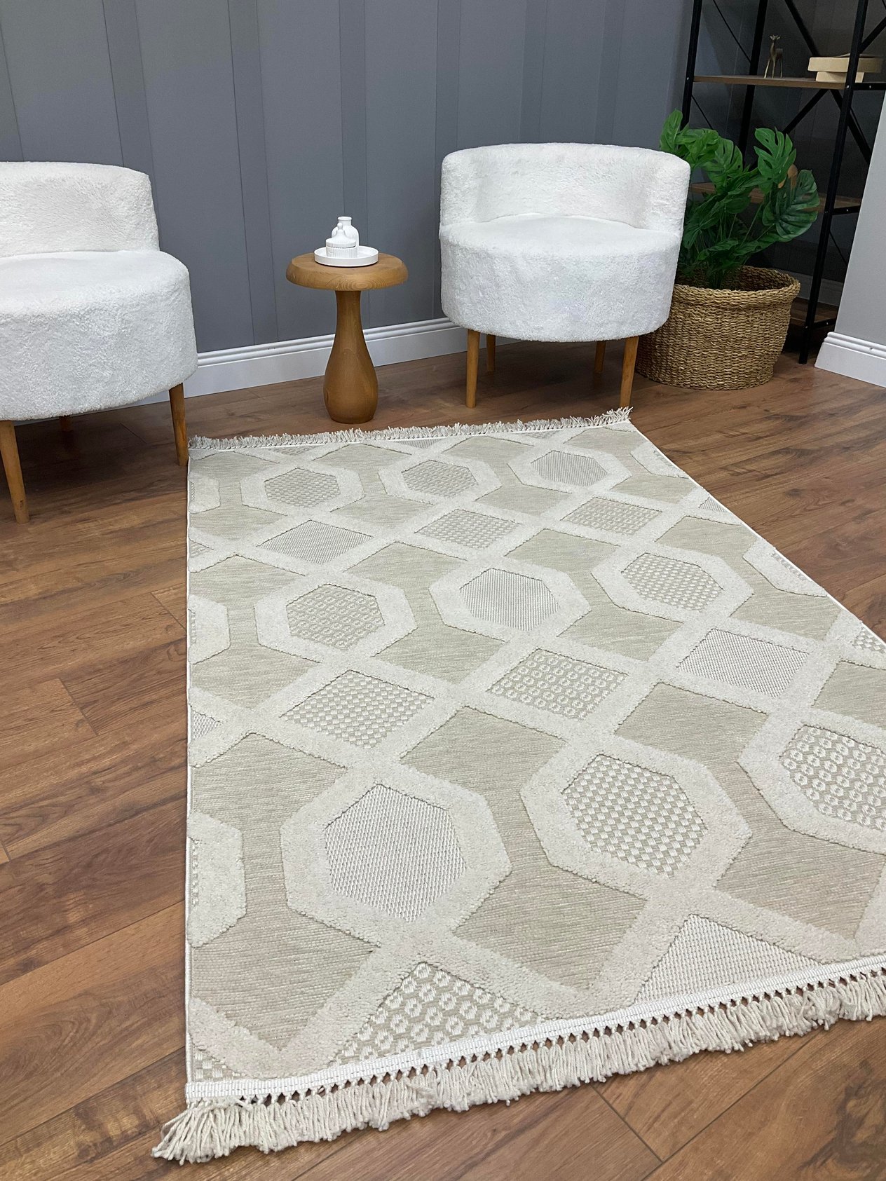 TİCİMAXSARAZ HALITasarım Serisi Geometrik Desen Bej