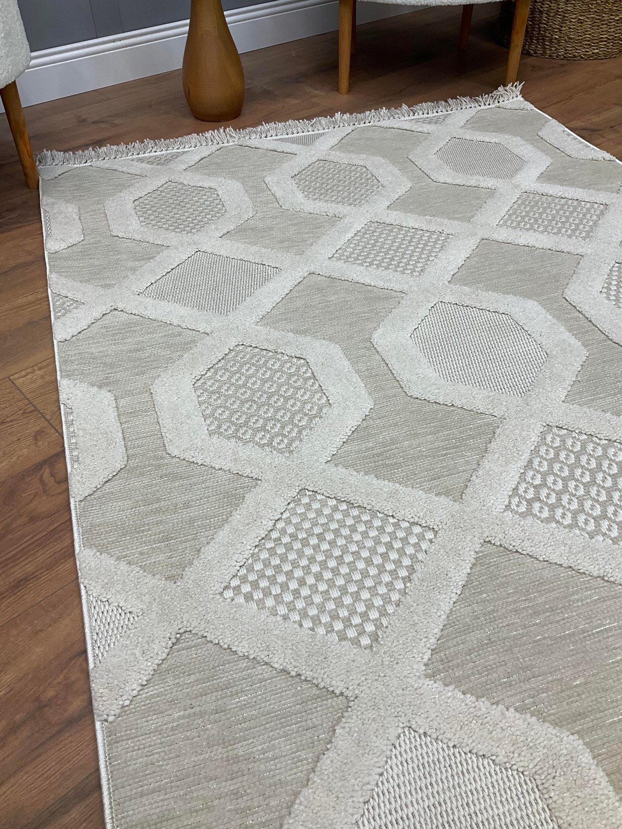 TİCİMAXSARAZ HALITasarım Serisi Geometrik Desen Bej
