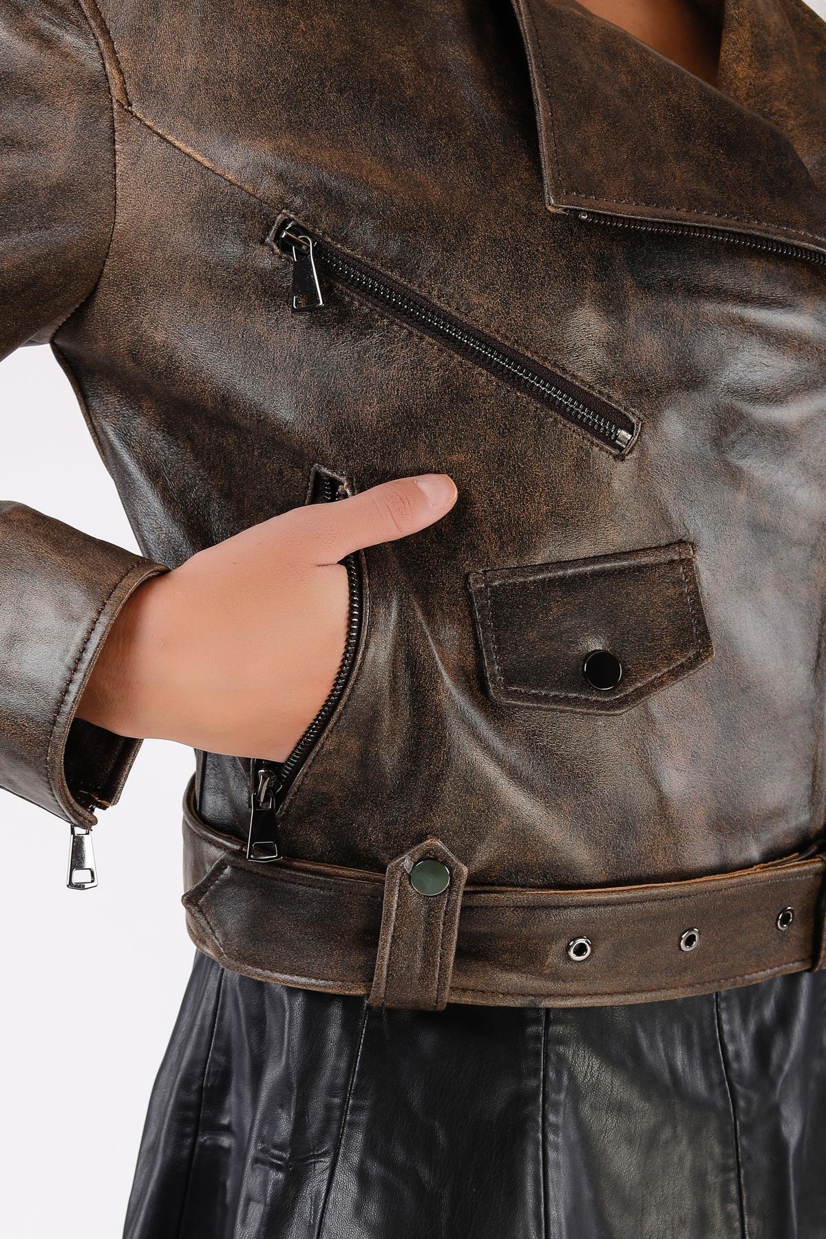 Haki Oversize Hakiki Deri CeketCeket
