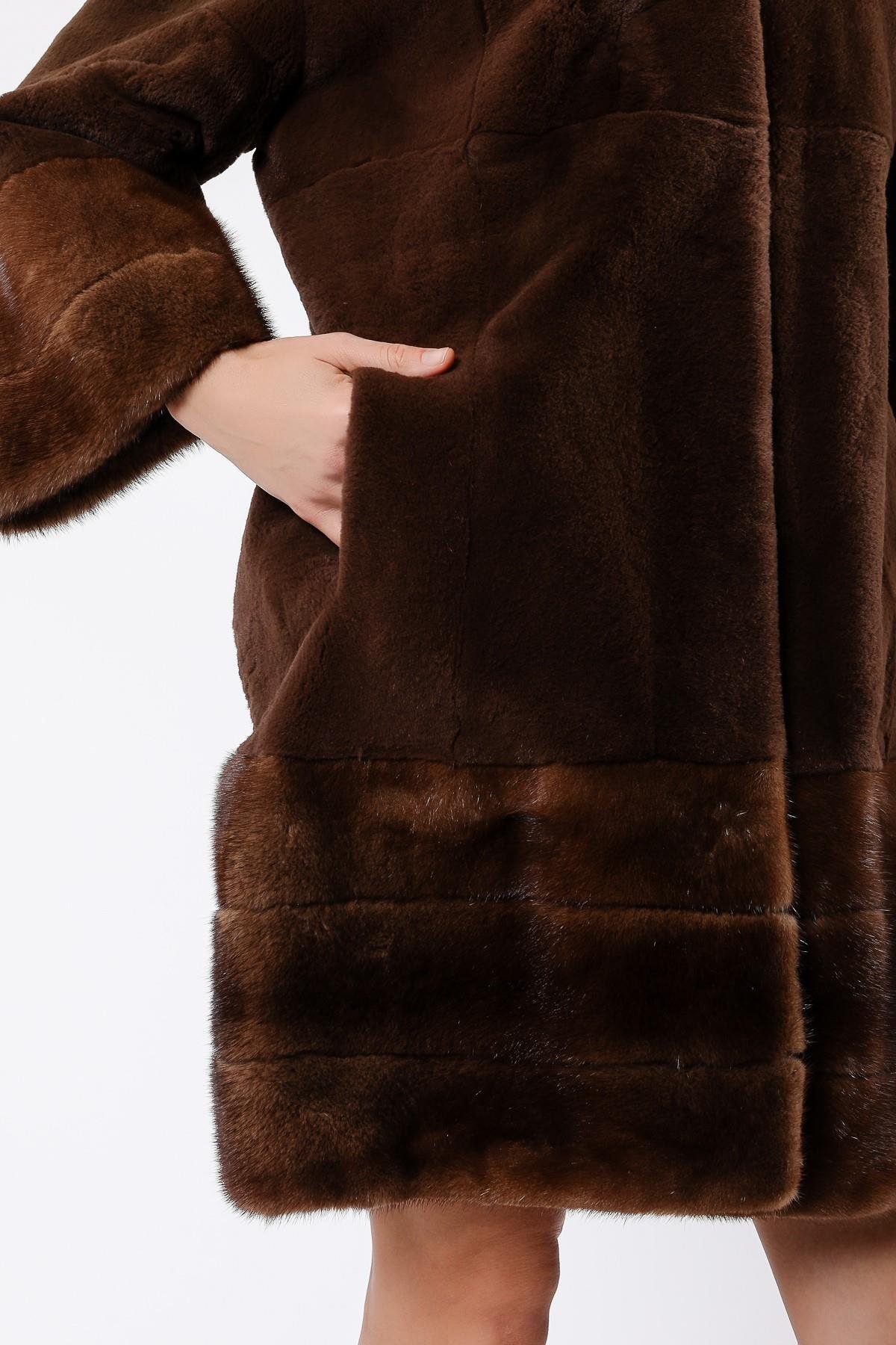 Naturel Kahve Mink Garnili Rex Kürk KabanKaban