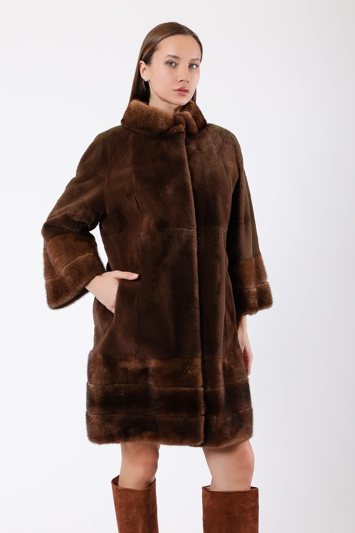 Naturel Kahve Mink Garnili Rex Kürk KabanKaban