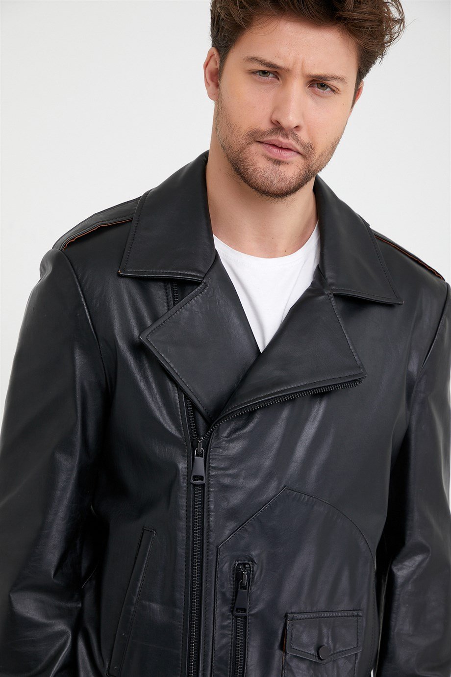 Siyah Biker Deri CeketCeket