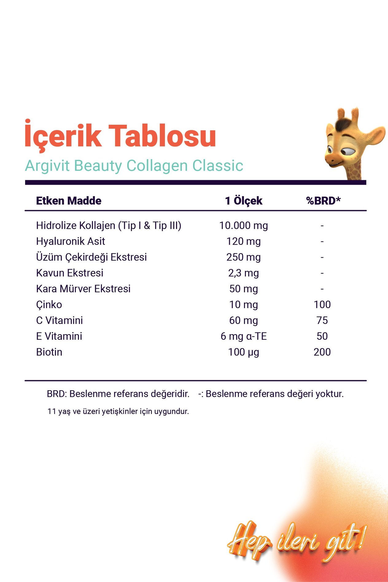 Argivit Beauty Collagen Classic Takviye Edici Gıda (Kollajen, Hyaluronik asit, Vitamin C, Vitamin E, Biotin, Çinko, Kavun, Üzüm, Karamücver) 325 gr