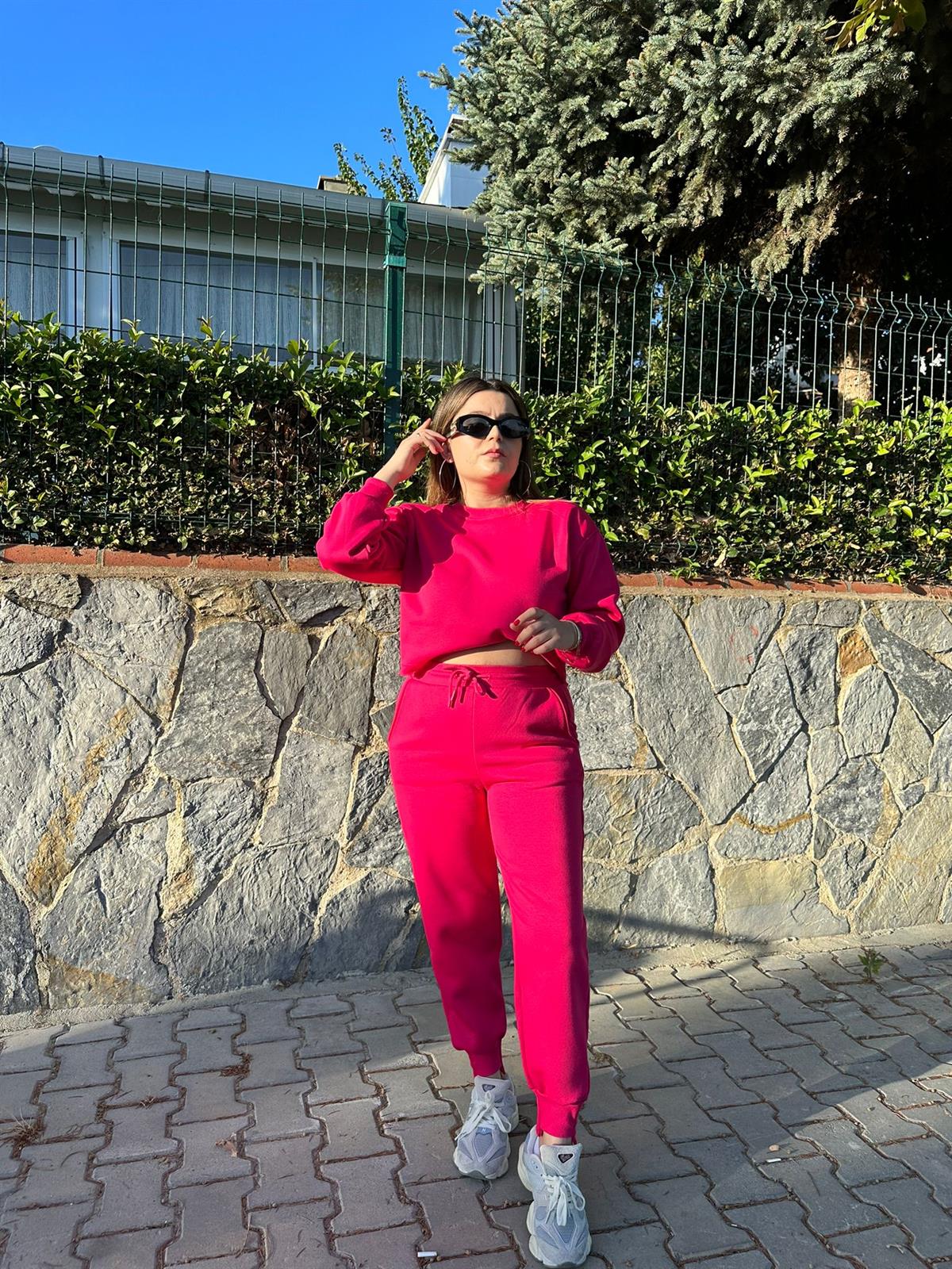 Fuşya Crop Eşofman Takımı | StrawberryWear