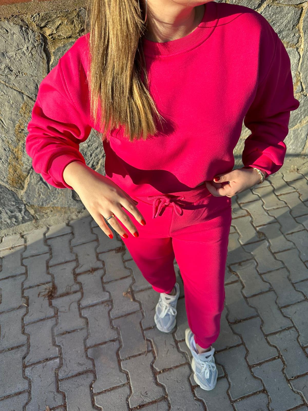 Fuşya Crop Eşofman Takımı | StrawberryWear