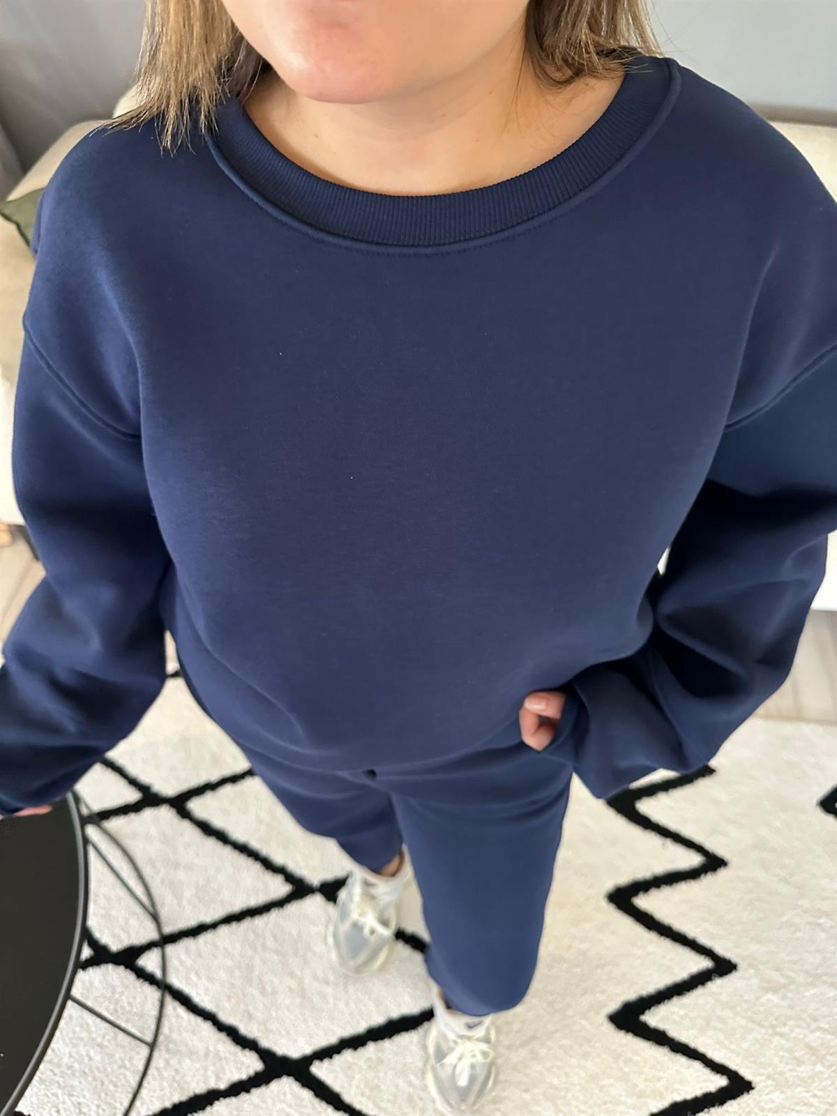 Lacivert Lastik Paça Eşofman Takımı | StrawberryWear