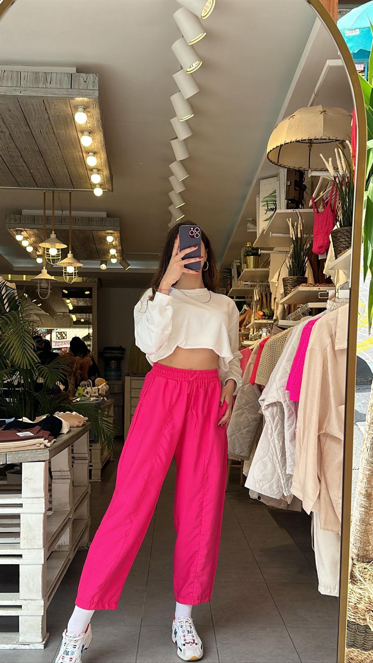Pembe Keten Şalvar Pantolon | StrawberryWear