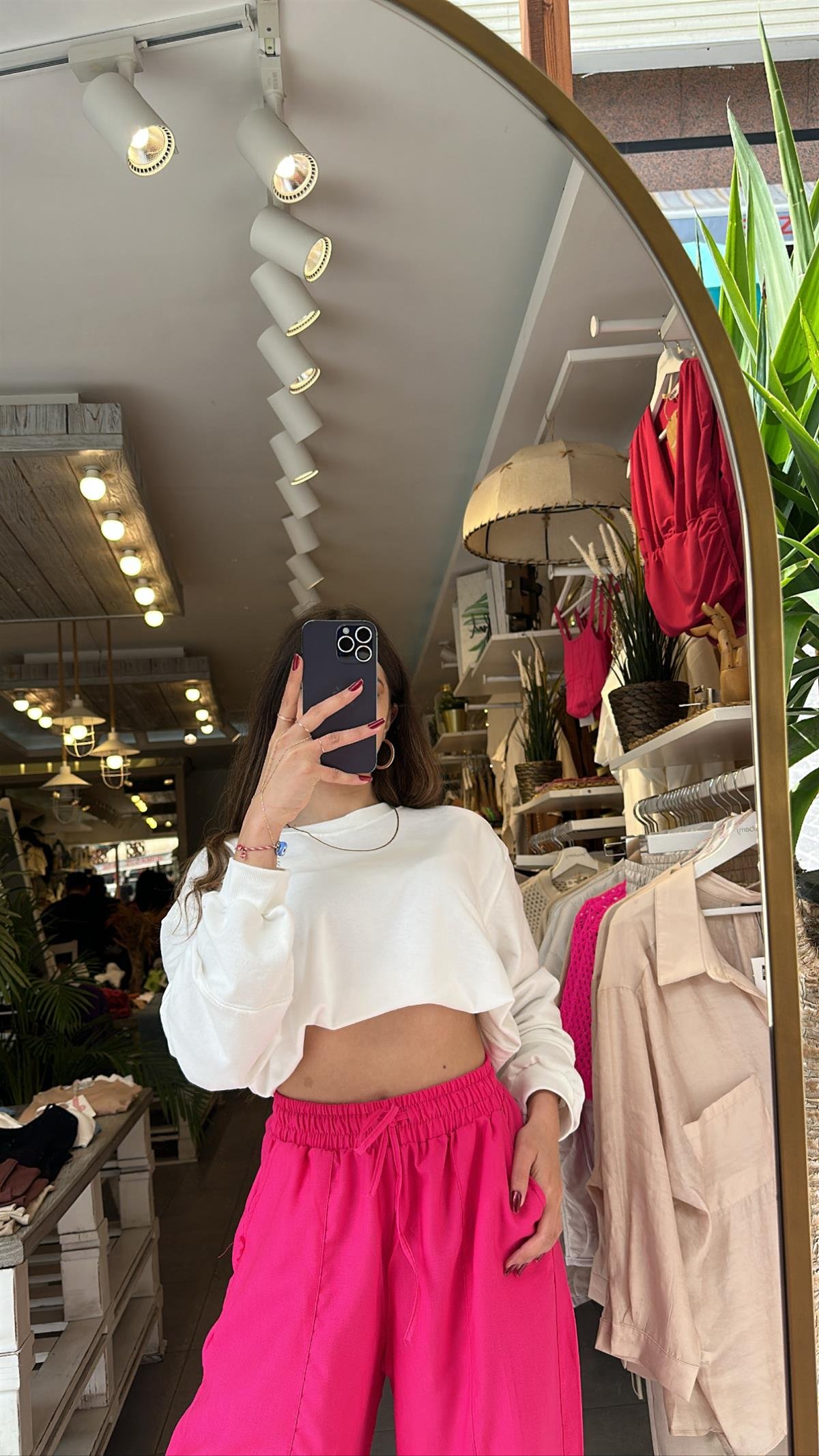 Pembe Keten Şalvar Pantolon | StrawberryWear