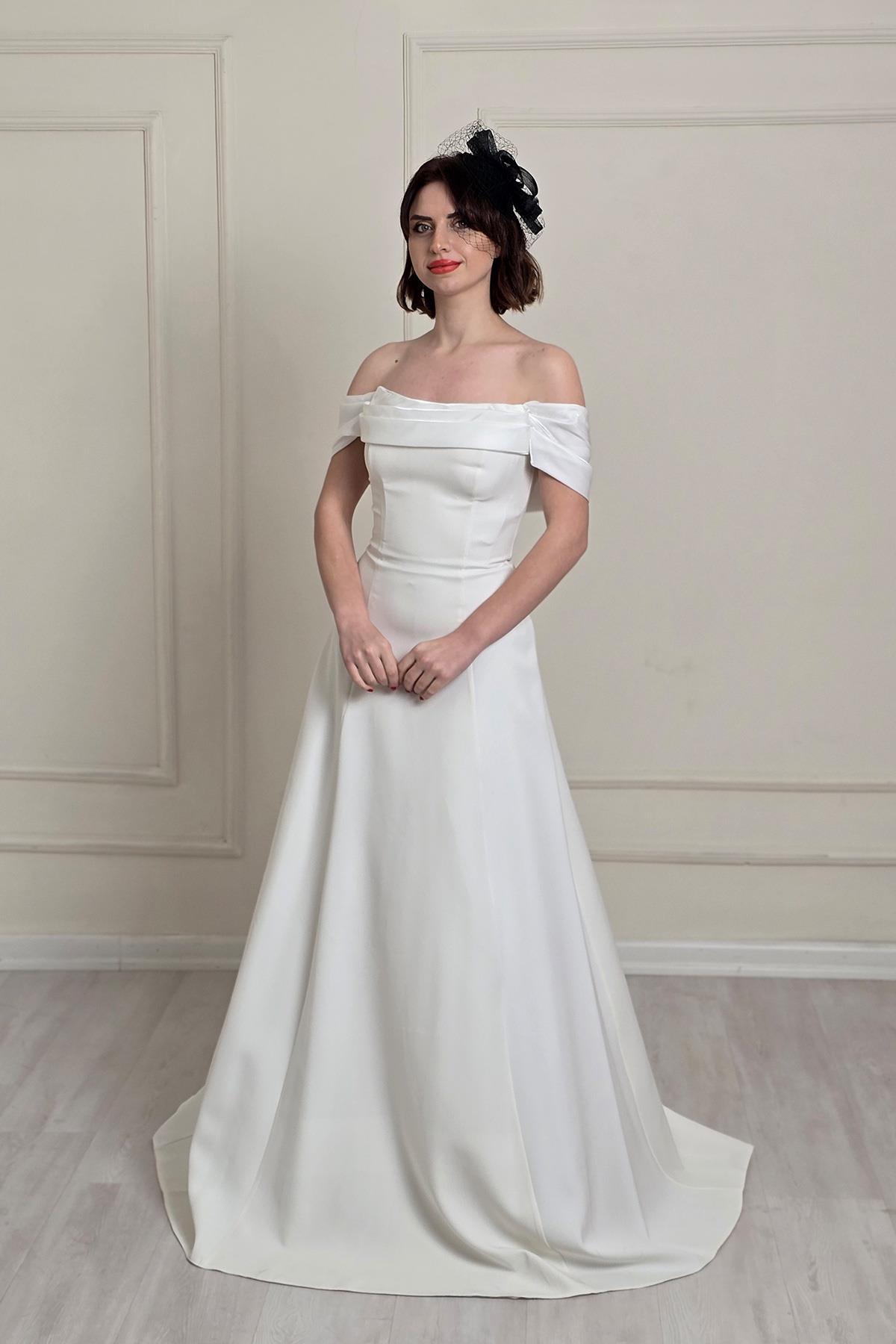 Beyaz Degajeli Abiye 8316