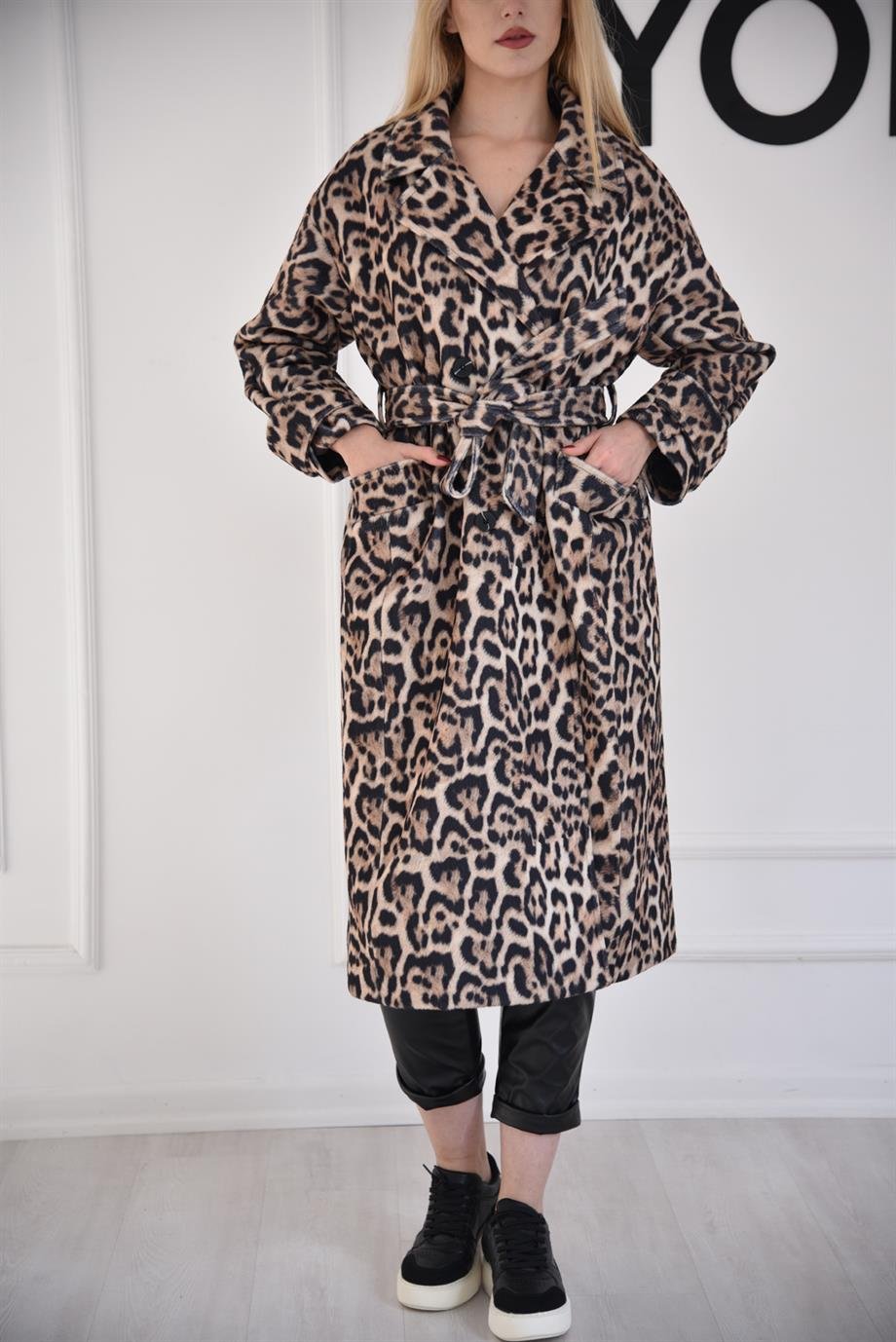 LEOPAR Leopar Desenli Uzun Kaban 54427