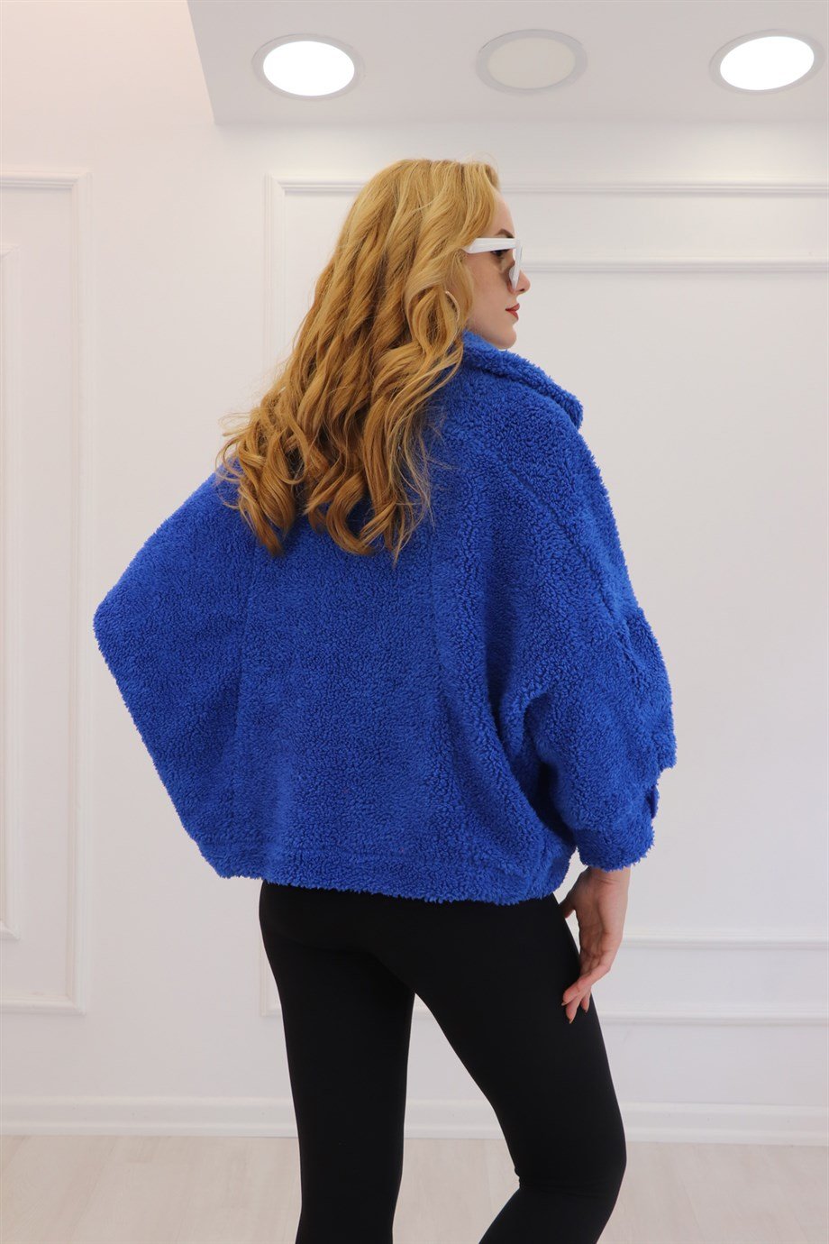 Saks Mavi Teddy Peluş Mont 6821