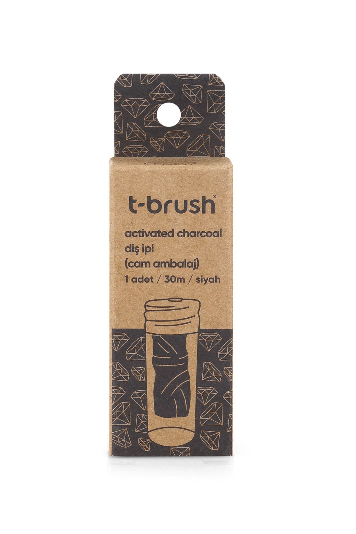 T-Brush Activated Charcoal Cam Şişe Diş İpi