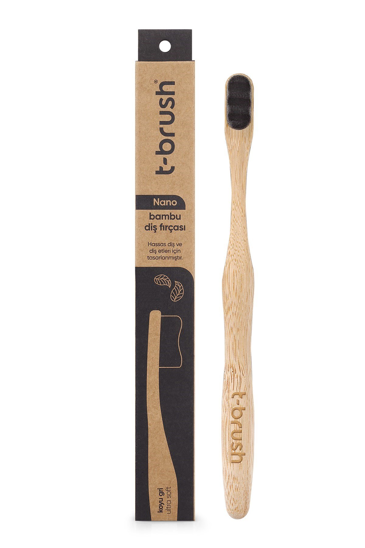 T-Brush Nano Bambu Diş Fırçası - Koyu Gri