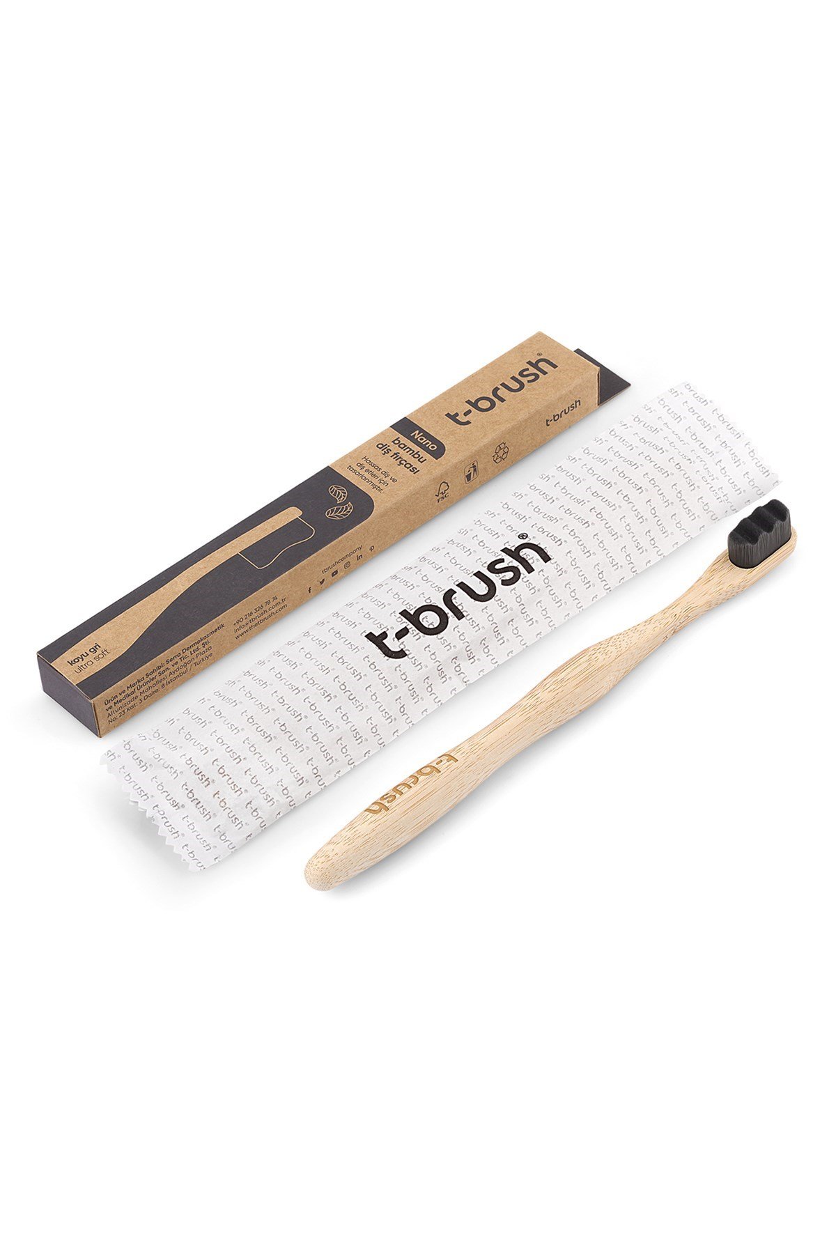 T-Brush Nano Bambu Diş Fırçası - Koyu Gri
