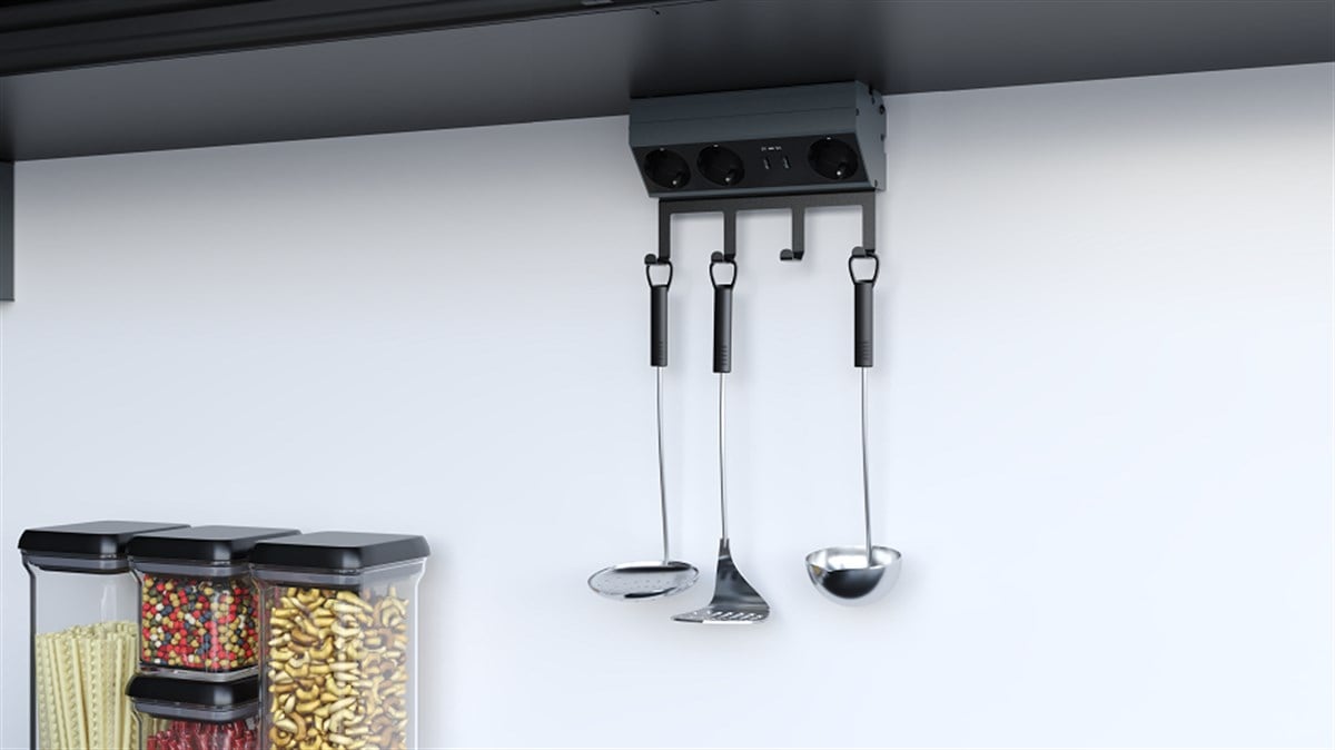 Metalline® Corner-Line Raf Priz Sistemi Askılı - Antrasit