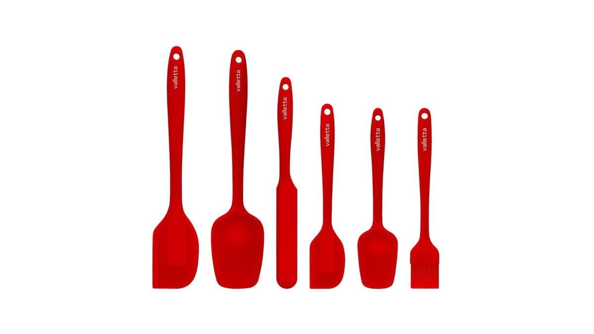 Valletta VLT1018 Drongo 6 Parça Silikon Spatula Seti - Kırmızı