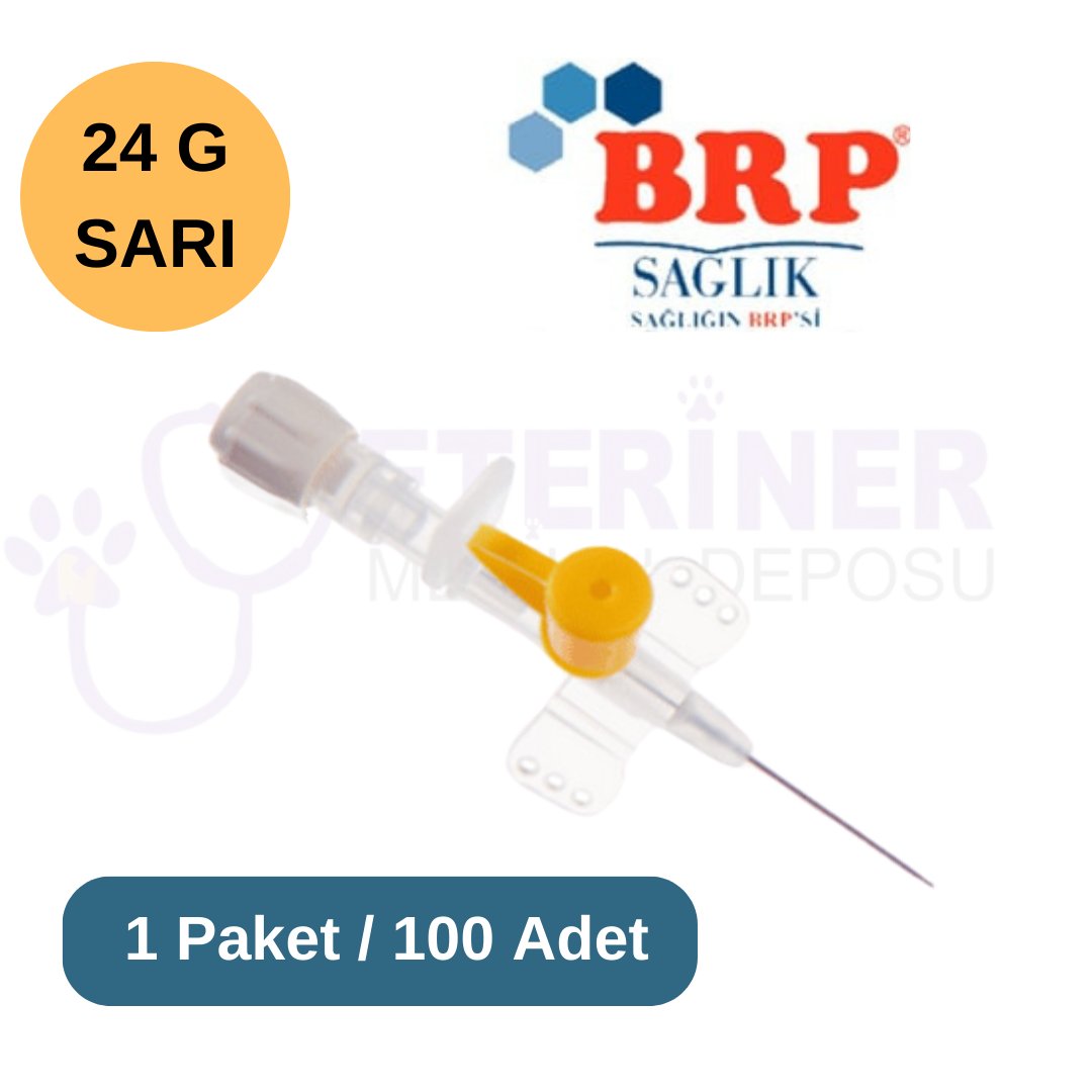 Brp Branül (ıntraket)  100 lü Paket 24G Sarı
