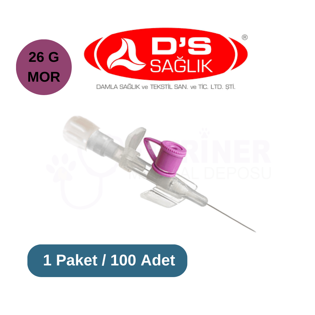 Damla Sağlık Anjiokat Kanül (Intraket) 26G Mor 100'lü Kutu
