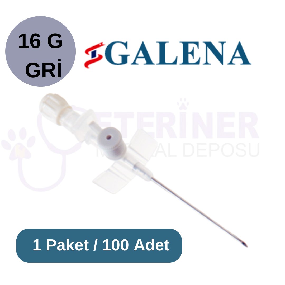 Galena Branül (ıntraket)  100 lü Paket 16G Gri