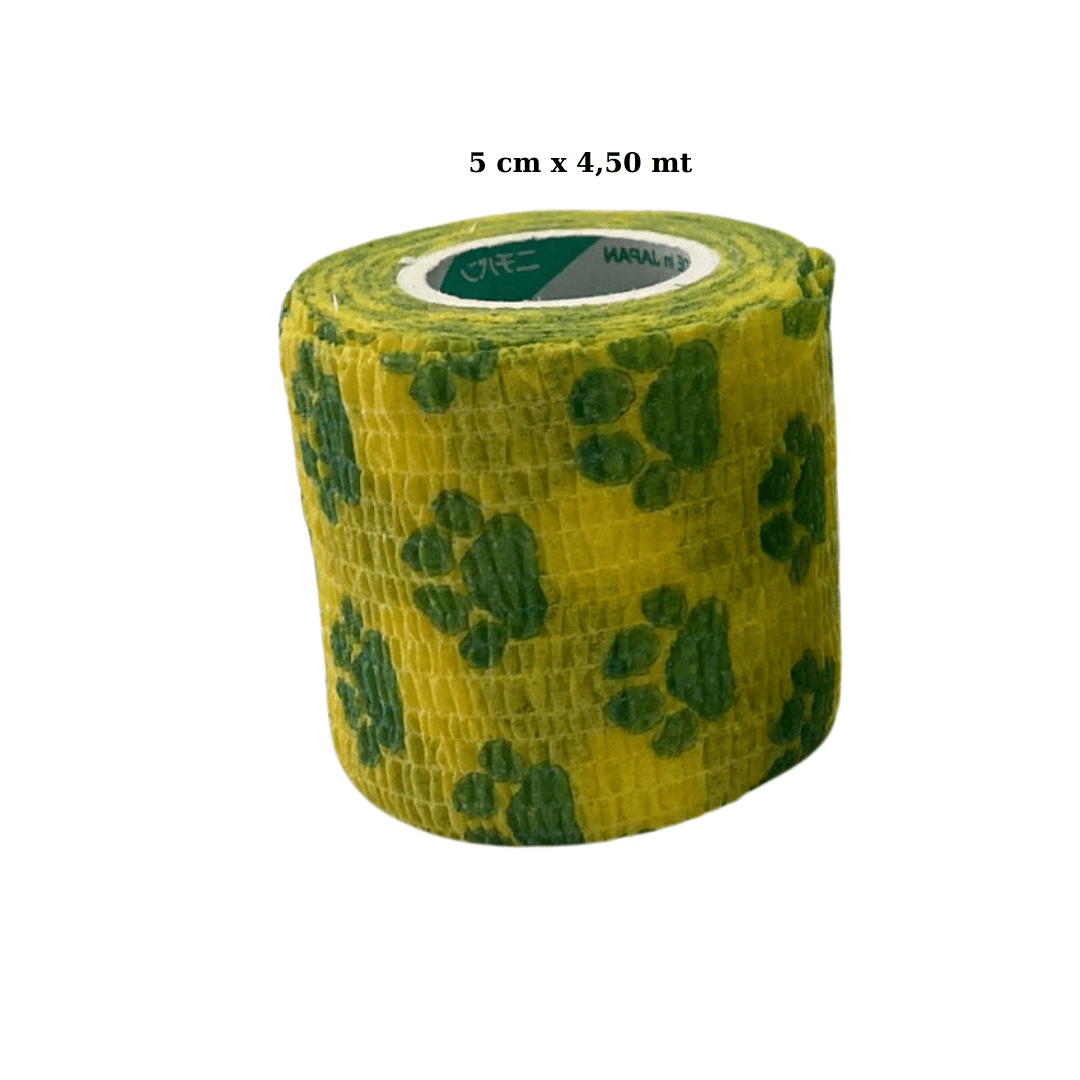 Kendinden Yapışkanlı Pati Desenli Bandaj Mavi 5 cm x 4,5 mt
