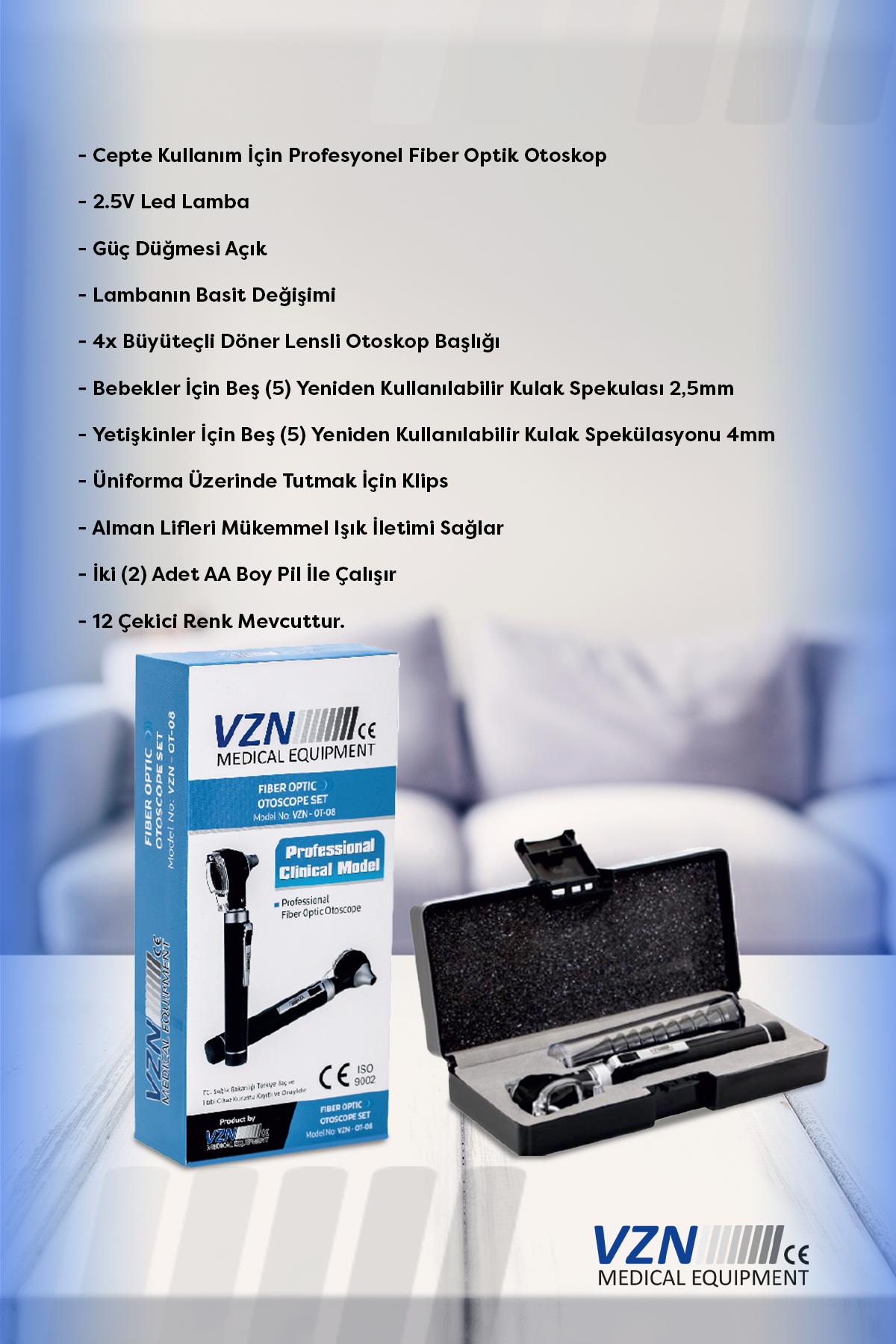 VZN Otoskop  Fiber Optik Profesyonel Klinik Model Set VZN-OT-08