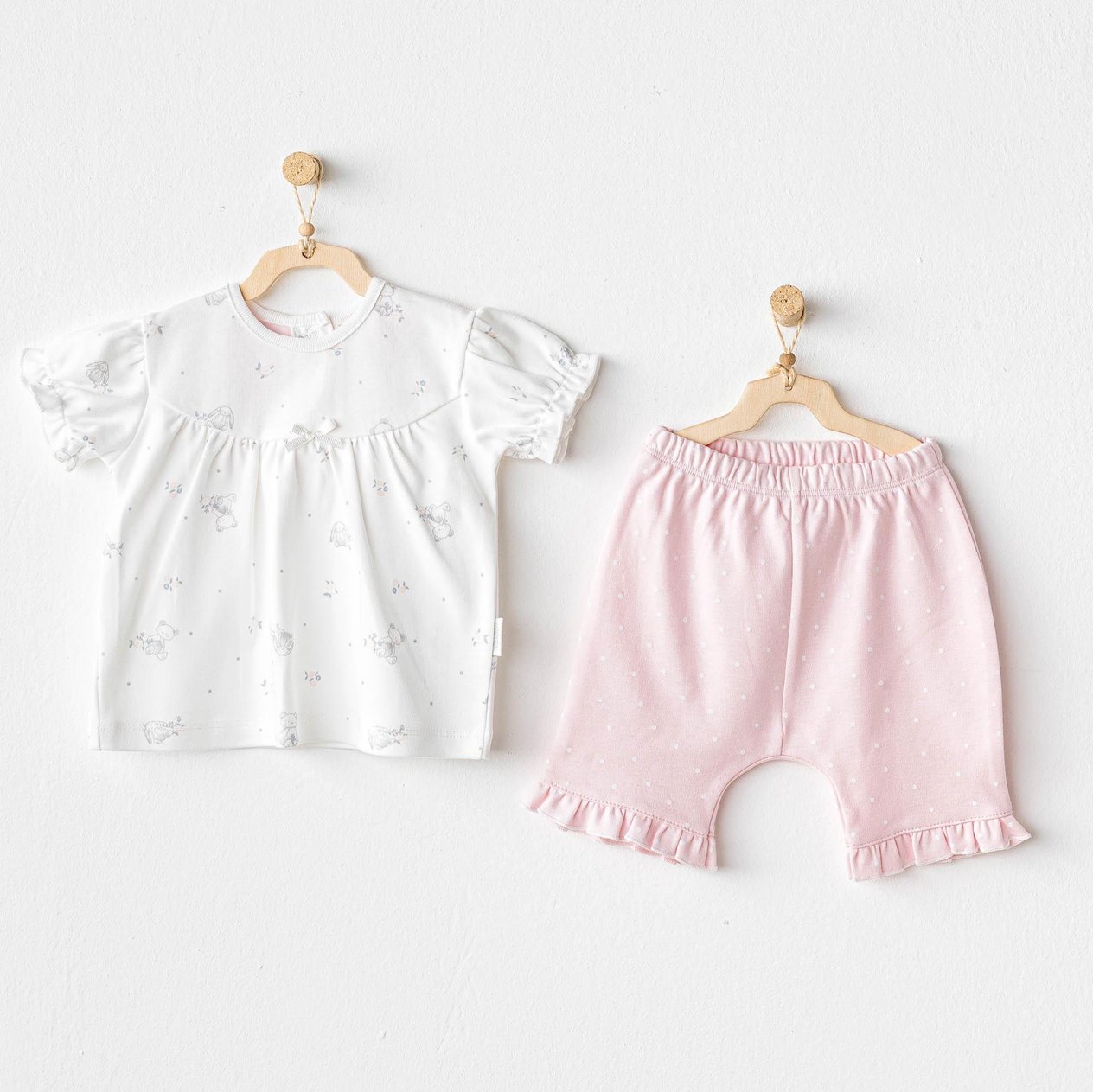 ANW-AC25631Kız Bebek Takım 2 Parça Set Cuddly Bunny Bear AC25631
