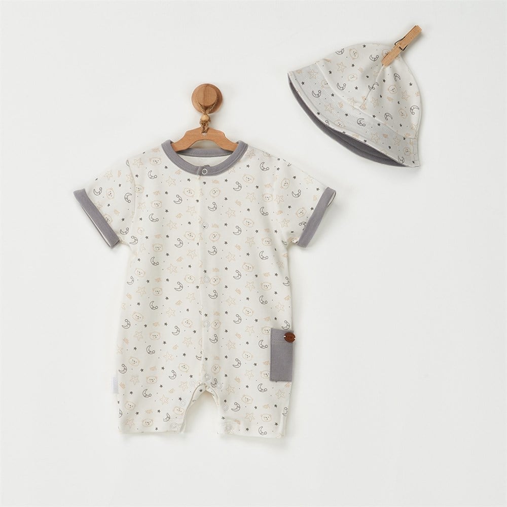 Andywawa Ac22768 Bebek Tulum Takım Romper Hat Set Little Wawa Bear