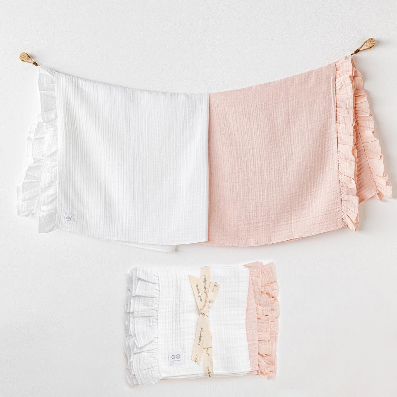 ANW-AC25869Kız Bebek Battaniye 2 Parça Blanket 85x90 Muslin Home