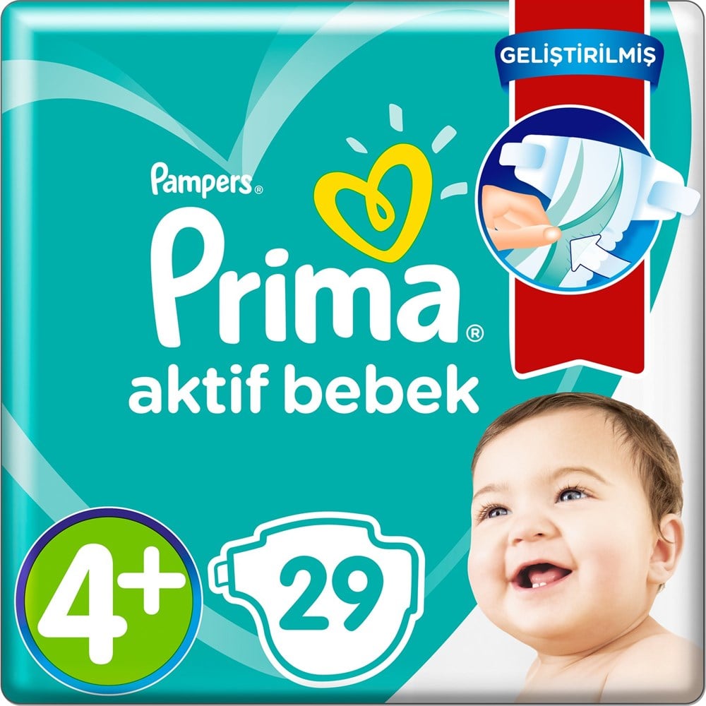 PRI-7028Prima Aktif Bebek Standart 4+ Beden 29'lu Bebek Bezi