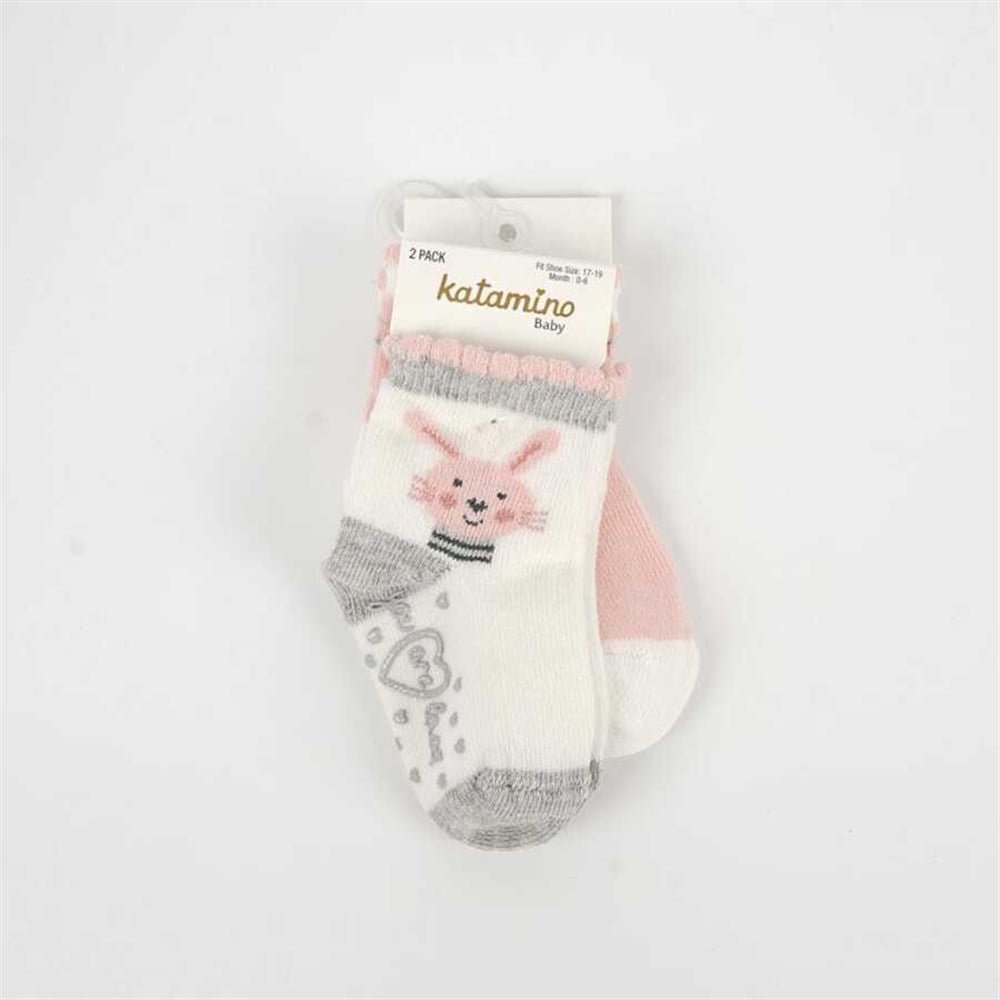 KAT-44073Katamino 44073 Kız Bebek 2'Li Kaydırmaz Soket Çorap