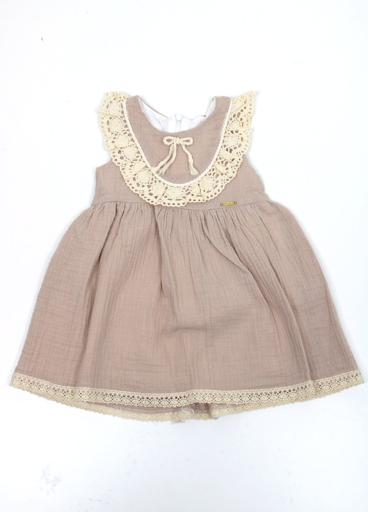 BEB-15683Kız Askılı Dantel Garnili Muslin Elbise 15683