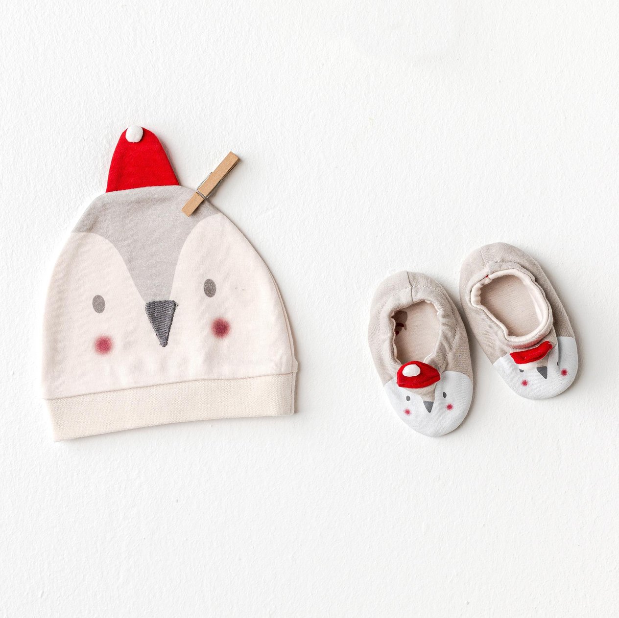 ANW-AC25348Bebek Şapka Patik Takım Hat Bootie Set Penguin AC25348