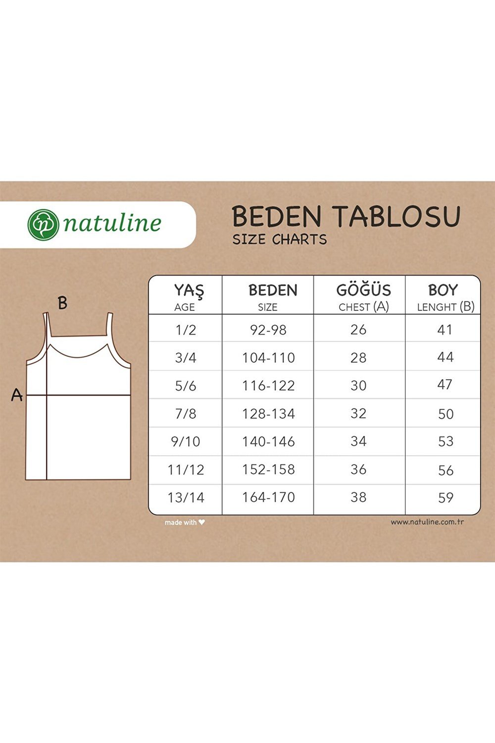 NTL-4001Natuline 4001 Organik 2'li Kız Çocuk Ribana İp Askılı Atlet