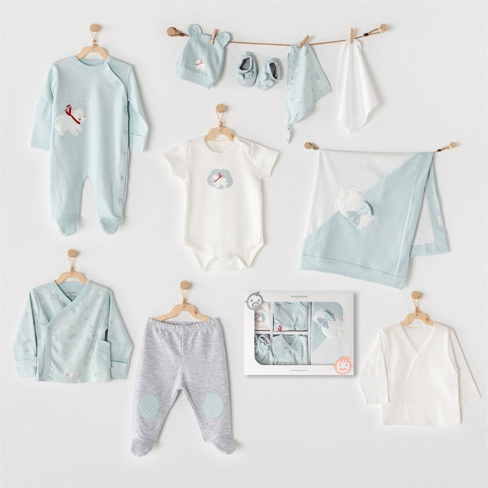 ANW-AC23081Andywawa AC23081 Bebek Hastane Çıkışı 10 Pcs Newborn Set Little Polar Bear