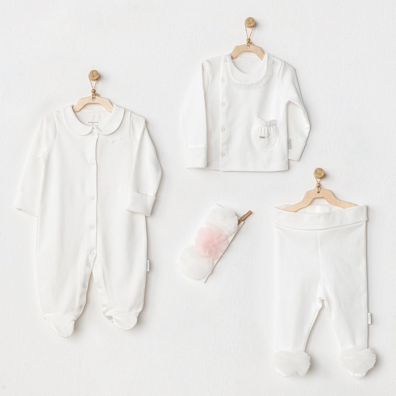 ANW-AC24501Bebek Hastane Çıkışı 4 Parça Newborn Tulle Set Petıt Love AC24501