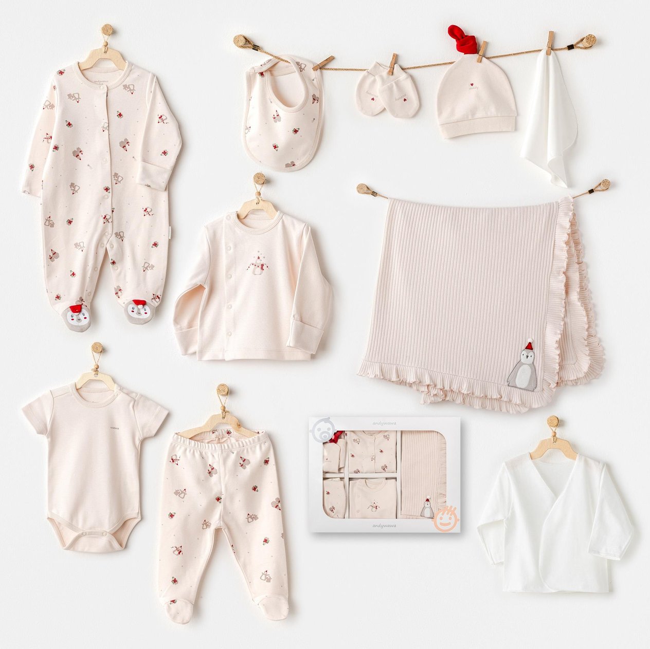 ANW-AC25341Bebek Hastane Çıkışı 10 Pcs Newborn Set Penguin AC25341