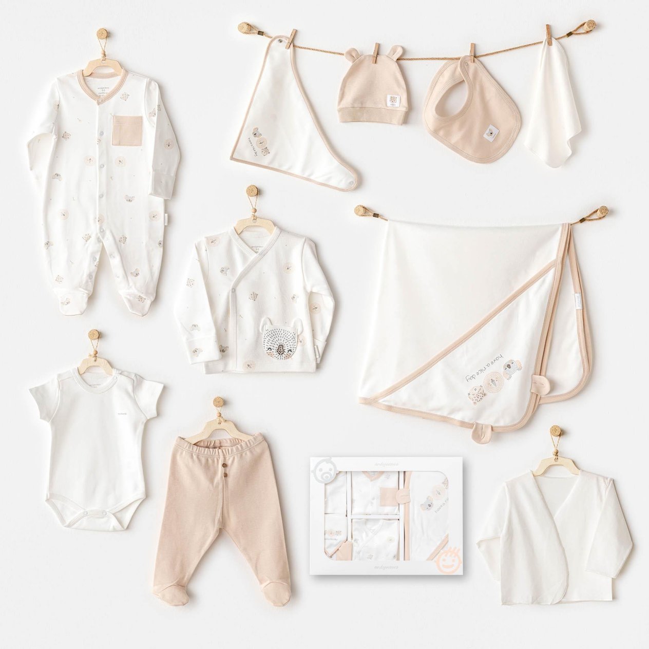 ANW-AC25851Erkek Bebek Hastane Çıkışı 10 Parça Newborn AC25851