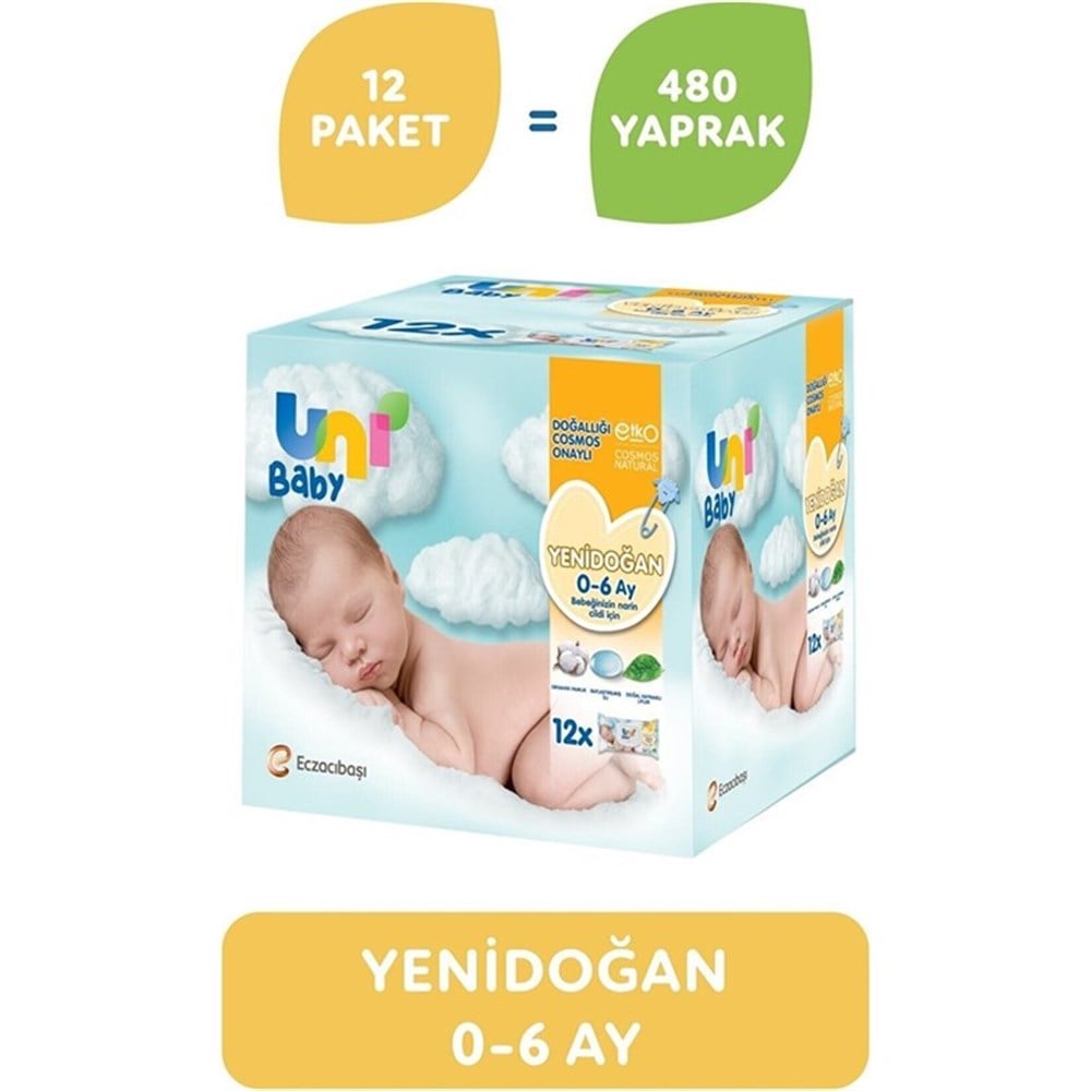 UNI-7904692Uni Baby 7904692 Yenidoğan Islak Mendil 12'li 40 Yaprak