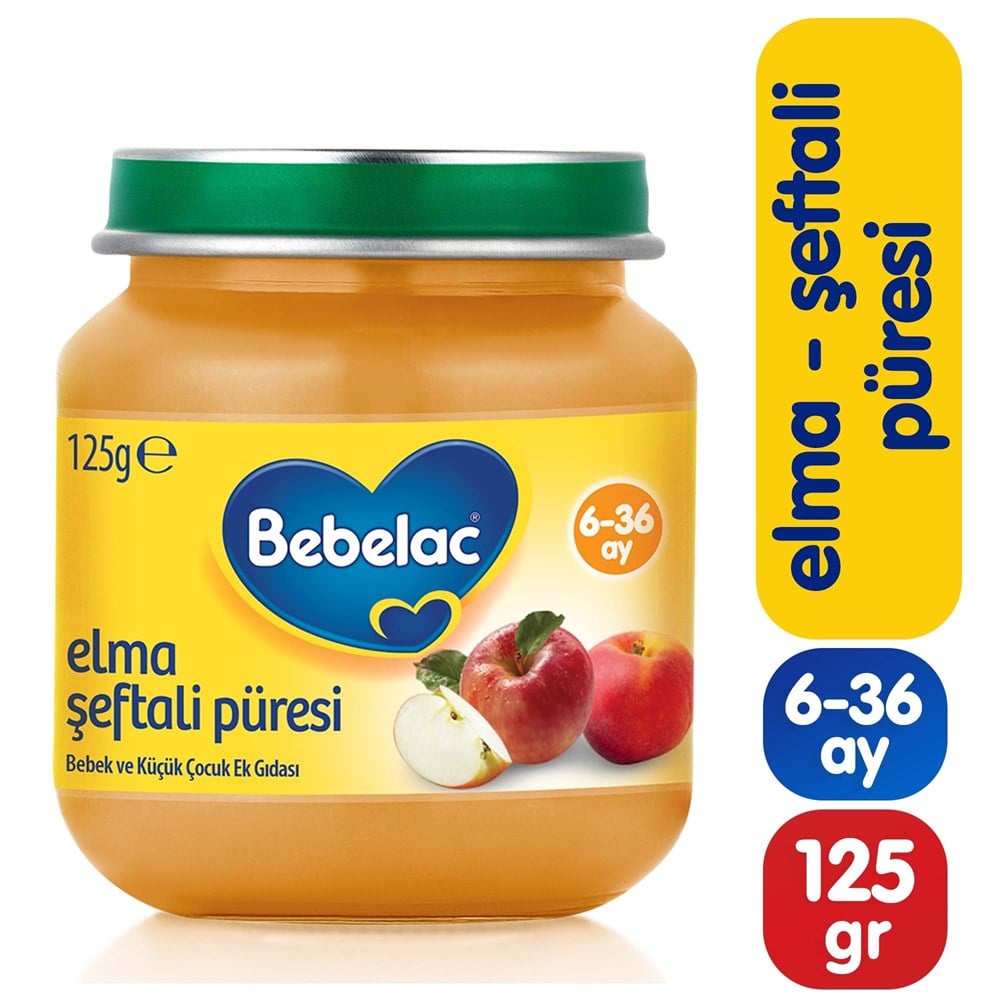 BBL-8699745001063Bebelac Elma Şeftali Püresi Kavanoz Maması 125 gr