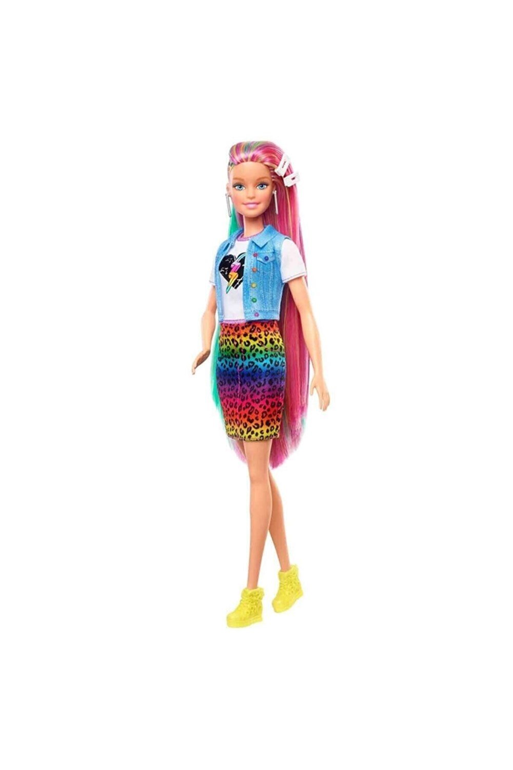 MATE-GRN81Barbie GRN81 Leopar Desenli Saçlar Oyun Seti