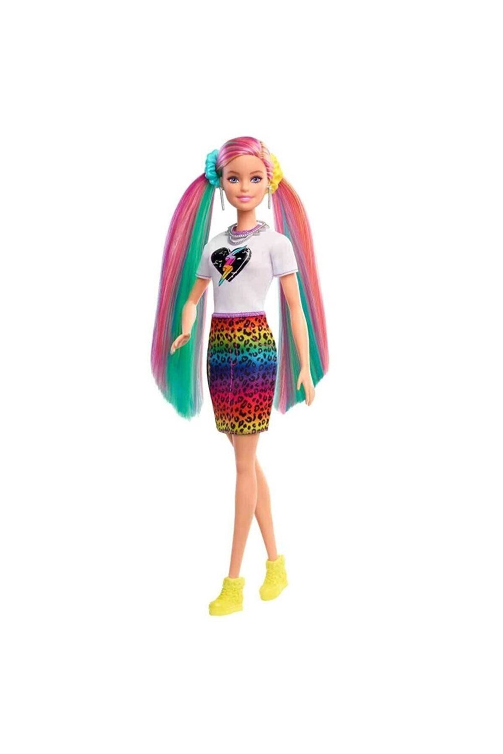 MATE-GRN81Barbie GRN81 Leopar Desenli Saçlar Oyun Seti