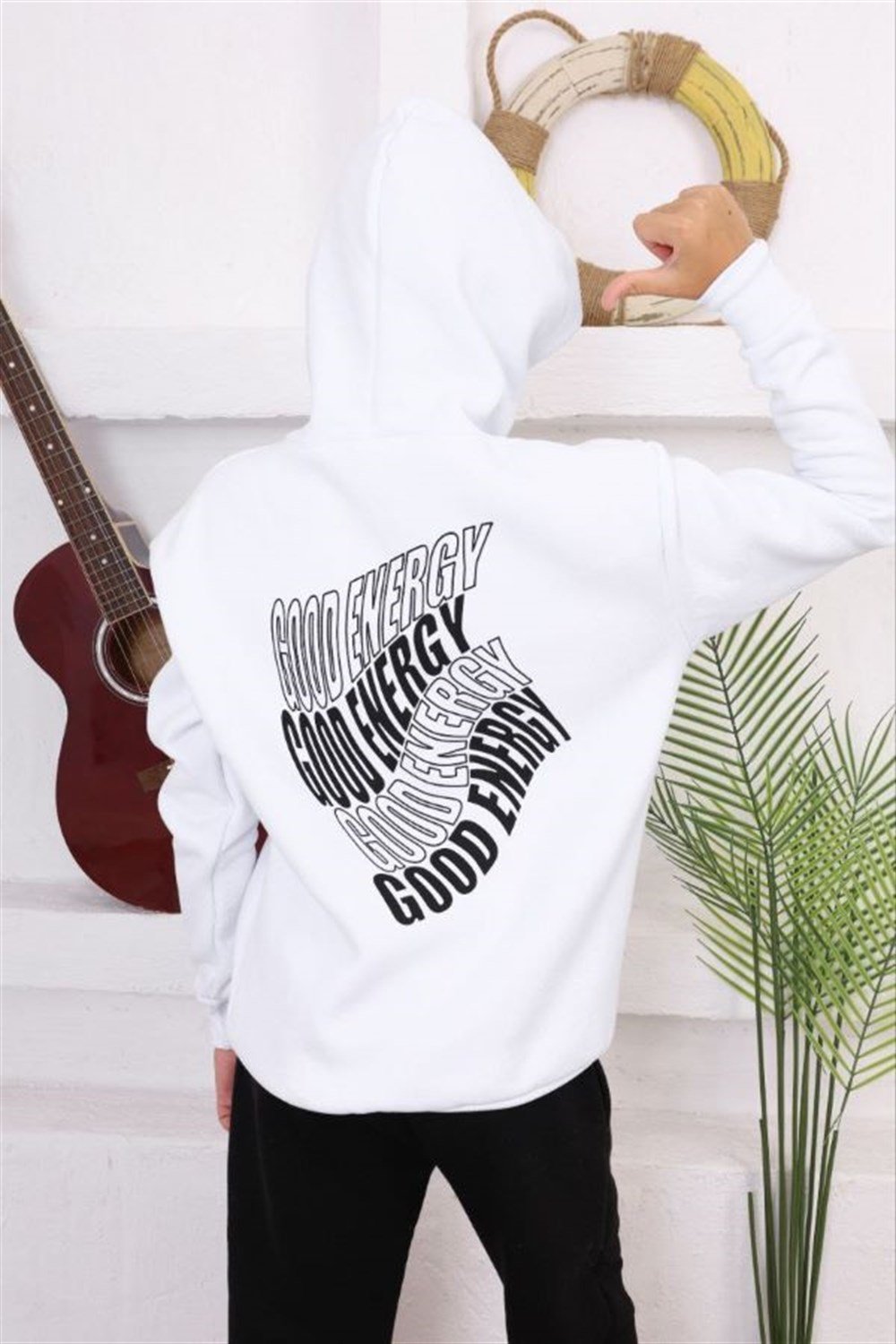 NBK-CRY-1373-3Name Kids 1373 Unisex Çocuk Good Energy Kapşonlu İçi Şardonlu Sweat