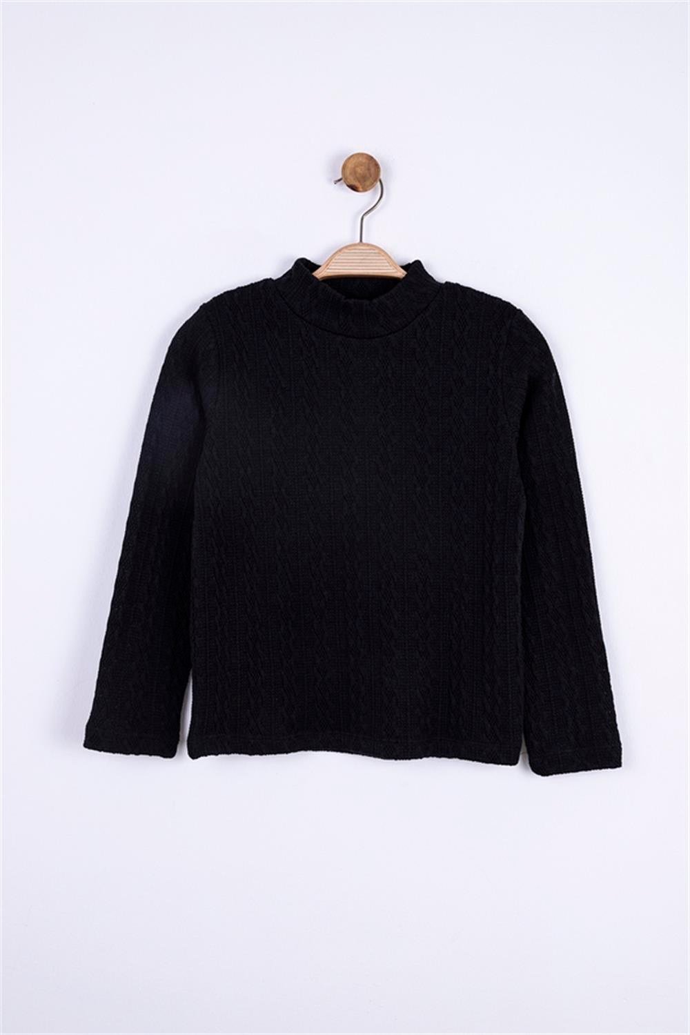 NK-35338Kız Çocuk Oxford Örgü Desen Bluz