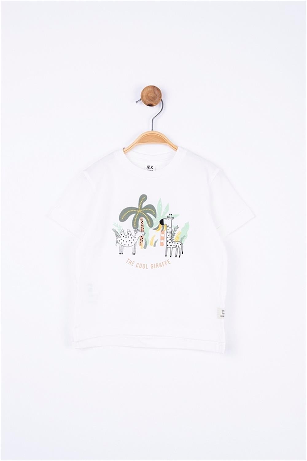 NKY-44601Erkek Bebek Bisiklet Yaka Tshirt