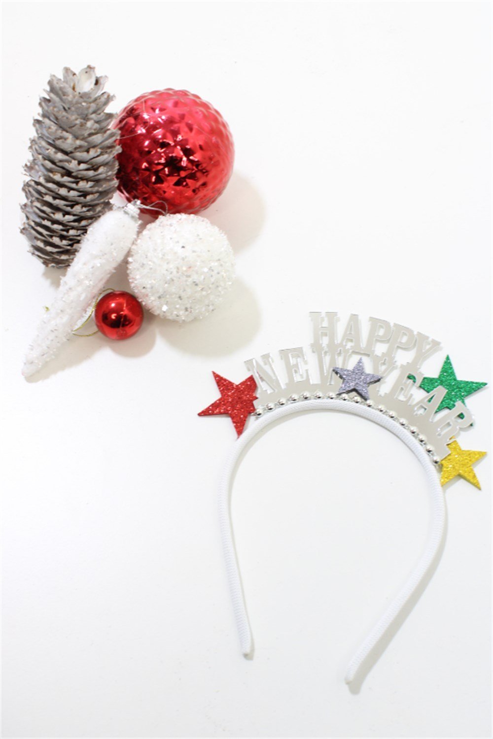 AST-250-22Happy New Year Yazılı Gümüş Renk Çocuk Taç
