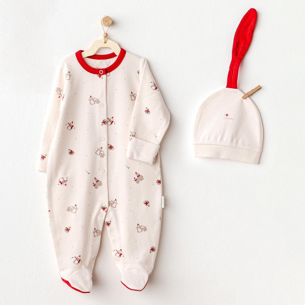 ANW-AC25346Bebek Tulum Takım Romper Hat Set Penguin AC25346