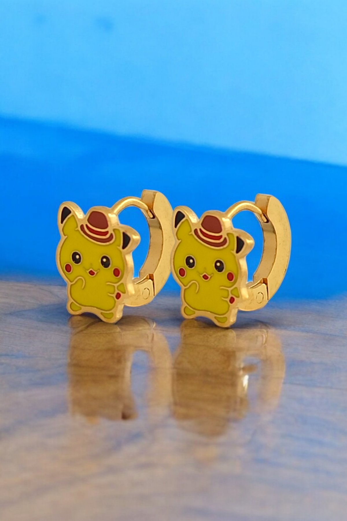 Çelik Minimal Çocuk Küpe Pikachu Küpe