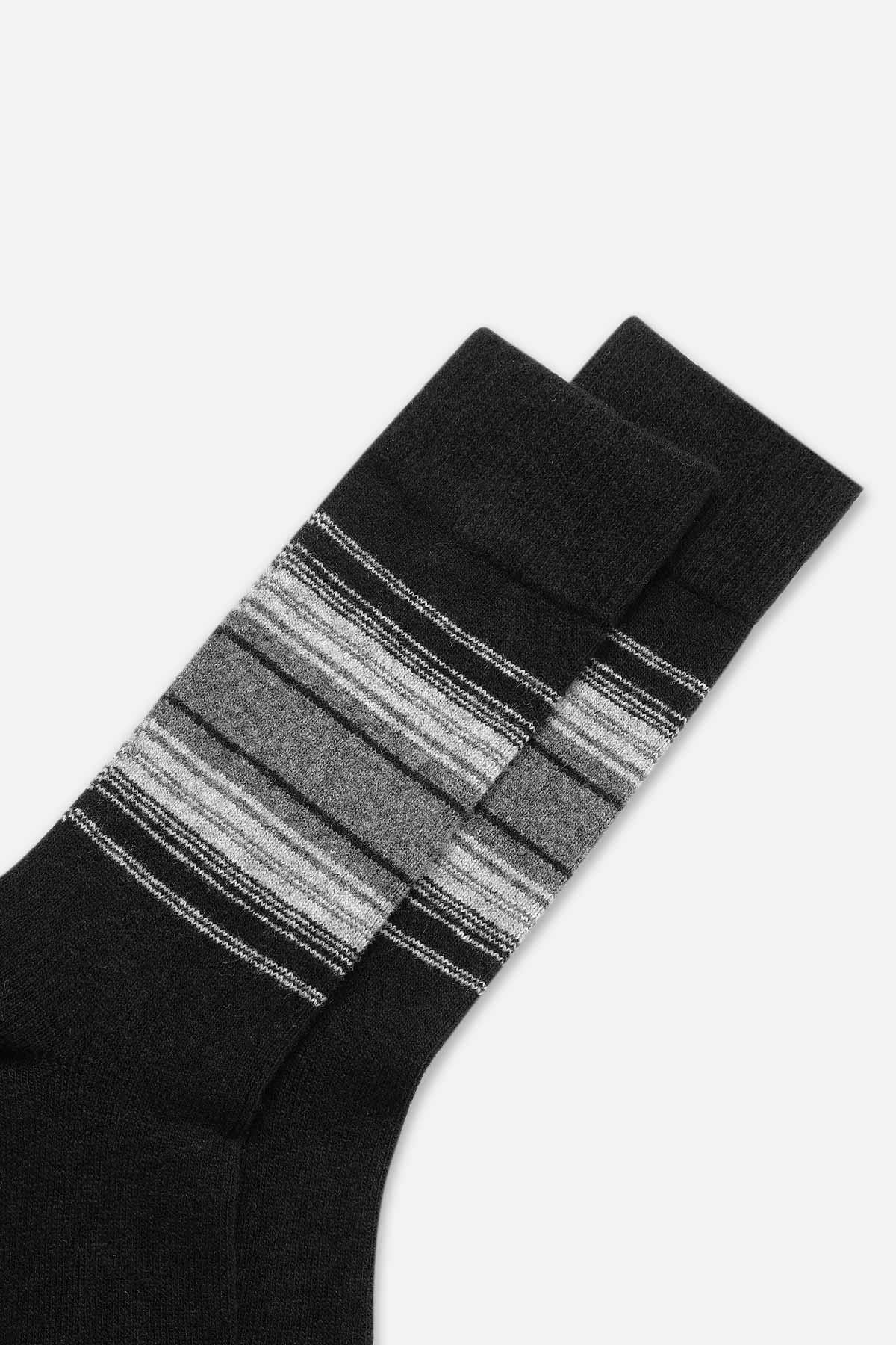 Aytuğ Erkek Koyun Yünü (Lambswool) Tekli Siyah Soket Çorap - A-25095-S