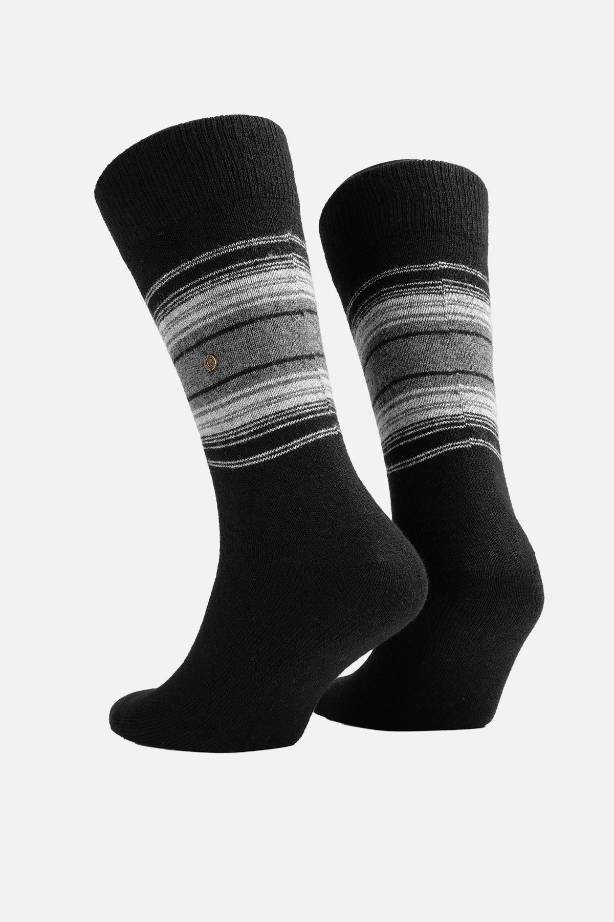 Aytuğ Erkek Koyun Yünü (Lambswool) Tekli Siyah Soket Çorap - A-25095-S