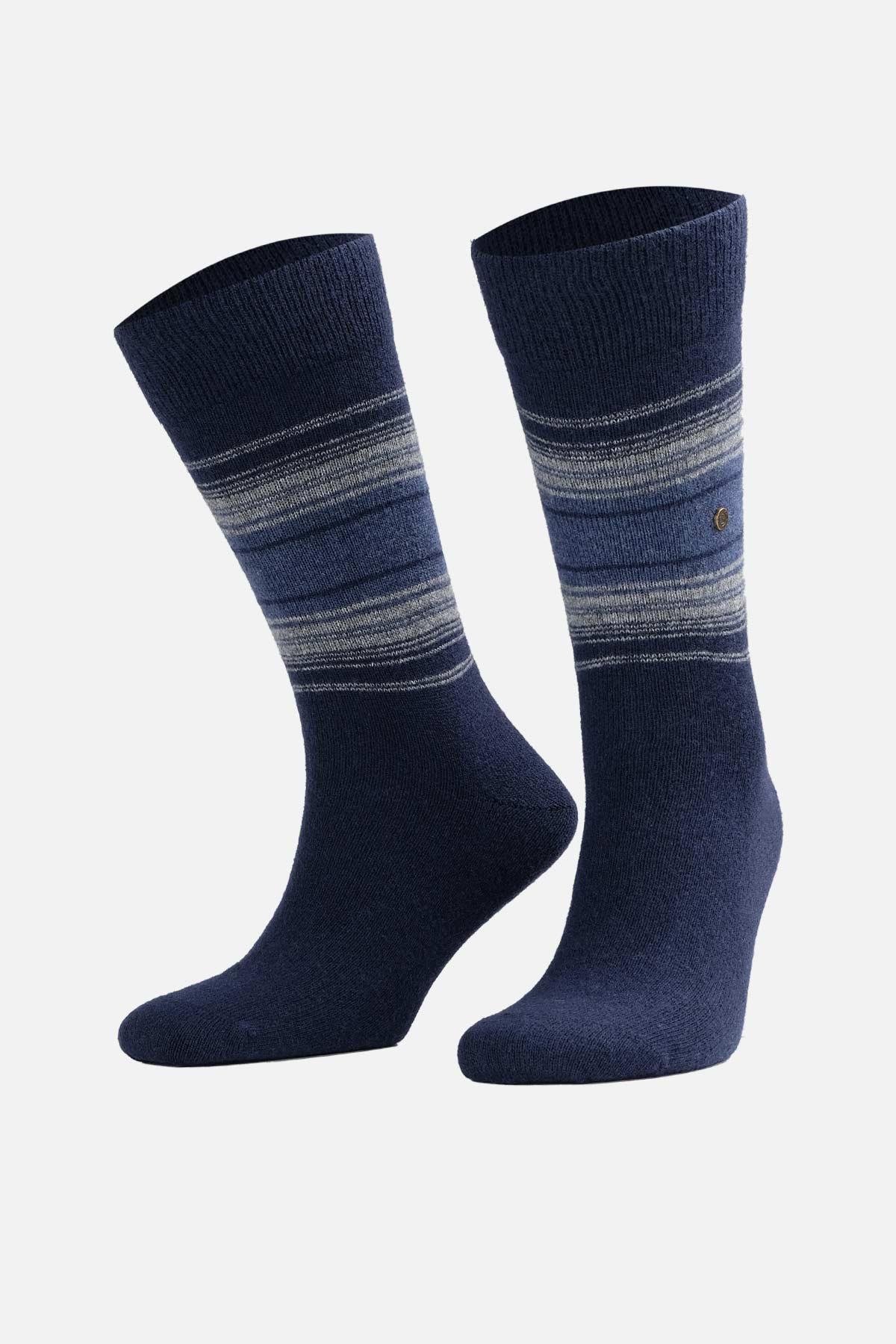 Aytuğ Erkek Koyun Yünü (Lambswool) Tekli Lacivert Soket Çorap - A-25095-L